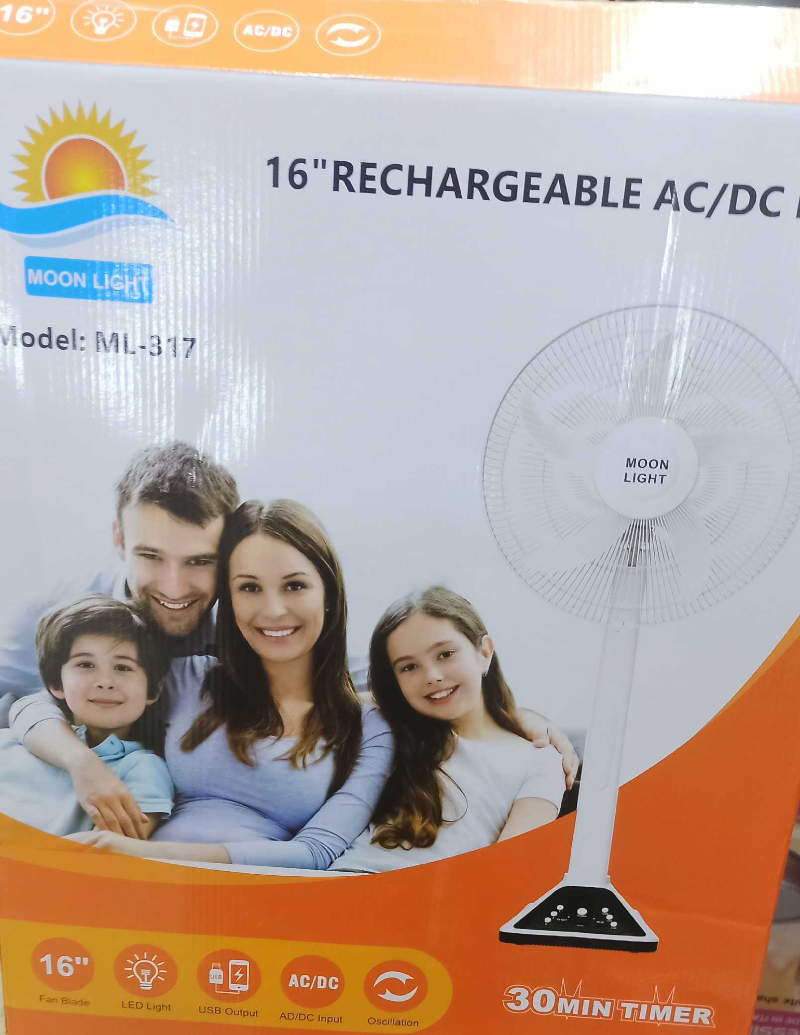 پنکه شارژی برقی  مون لایت مدل ML-317